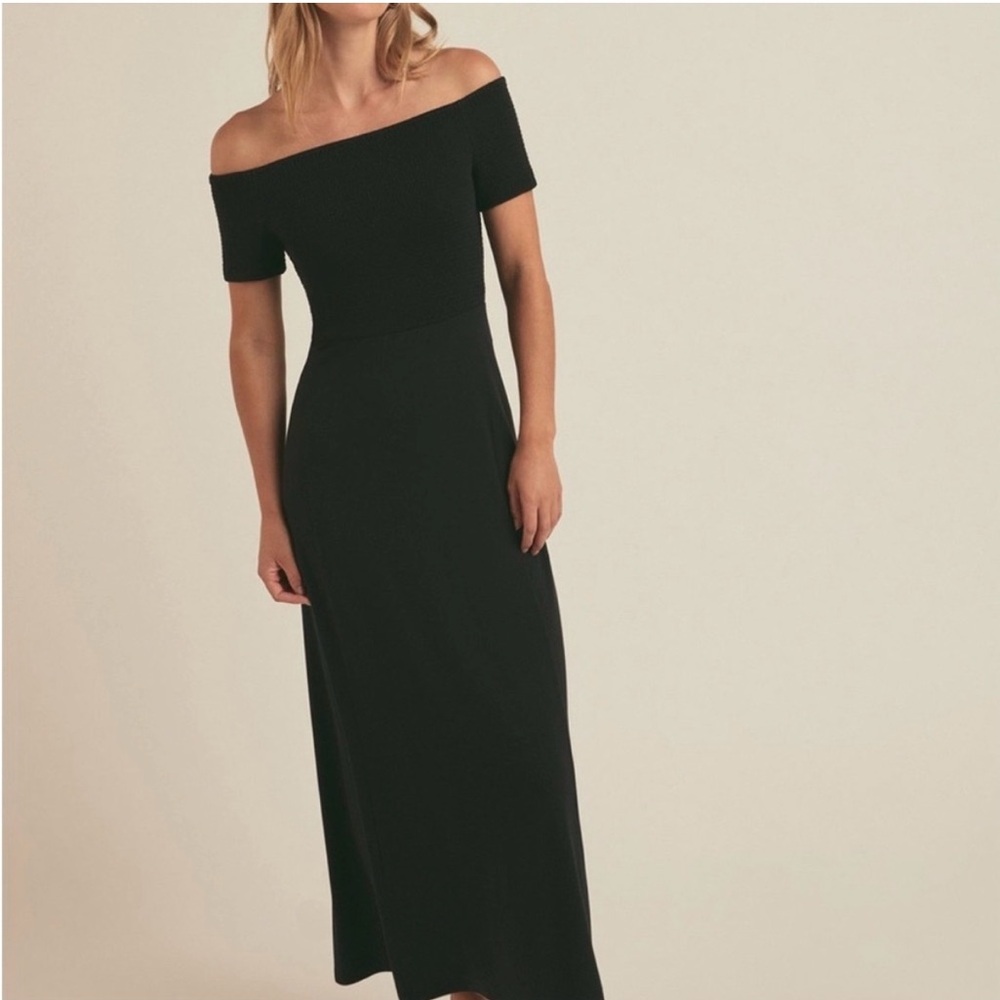 Favorite Daughter Black Off-Shoulder Midi Dress